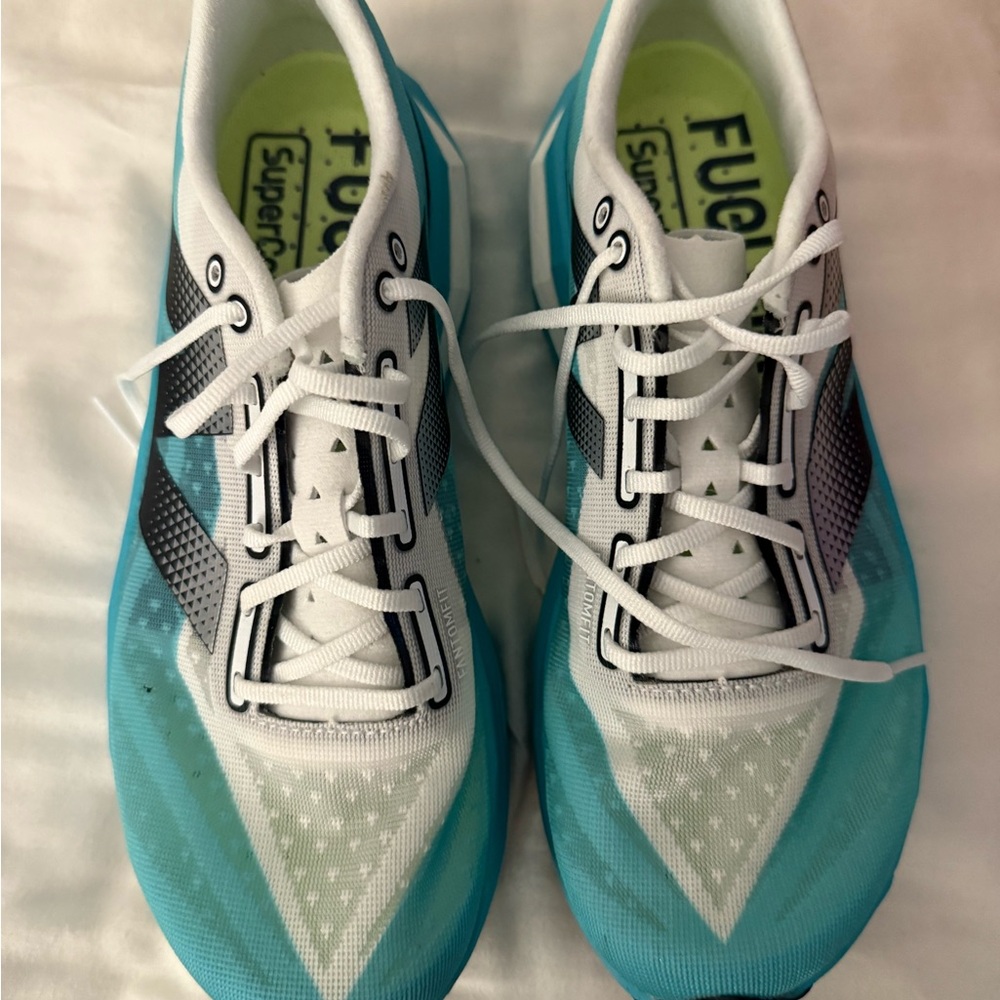 New Balance Women's Fuelcell Super comp elite White and Blue/Green Running Shoes
